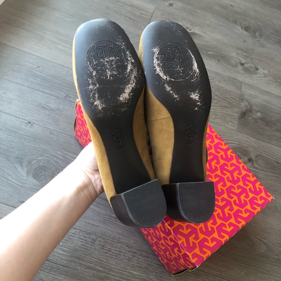 Tory Burch | Brown Suede Howie Mid Block Heels - Picture 4 of 5